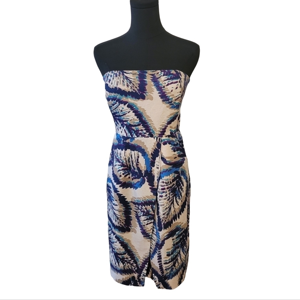 Banana Republic Graphic Print Strapless Silk Dress Size 4